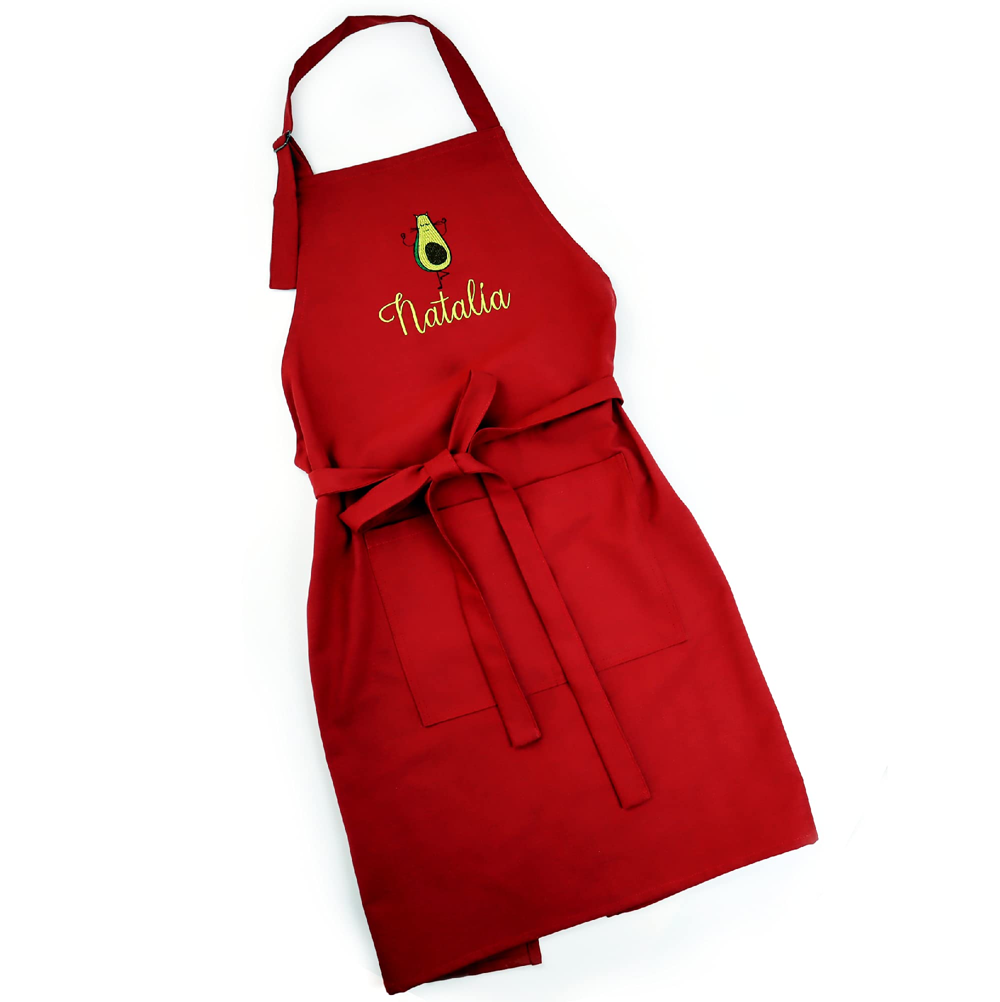 Personalized Apron for Kids & Adults - Adjustable Cooking, Baking, Gardening Apron Gift - Dark Red & Burgundy - Perfect for Home Chefs, BBQ Parties & DIY Crafts