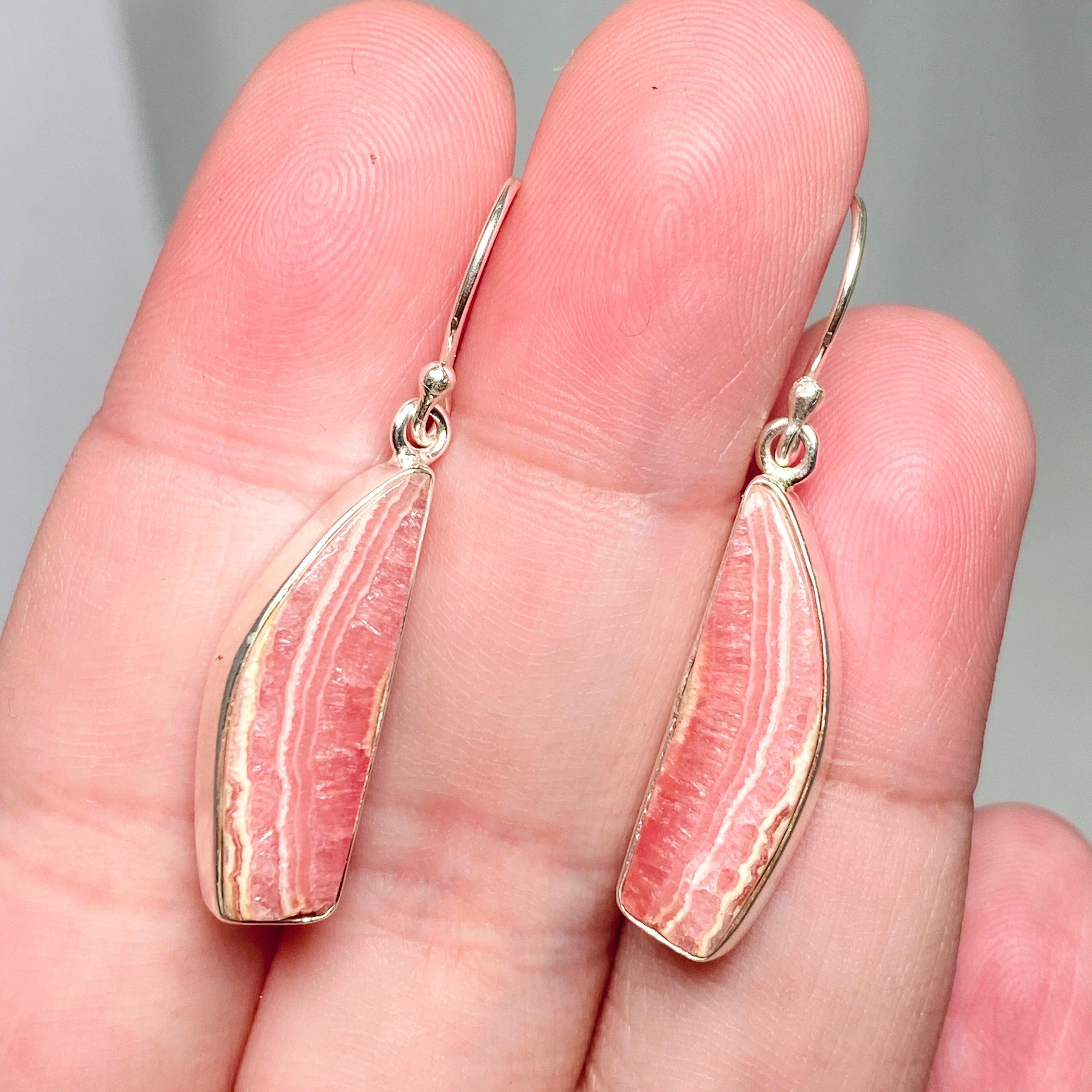 Rhodochrosite Freeform Earrings KEGJ1463 - Handmade Gemstone Jewelry for Women, Boho Dangle Earrings - Perfect for Parties, Weddings & Everyday Wear