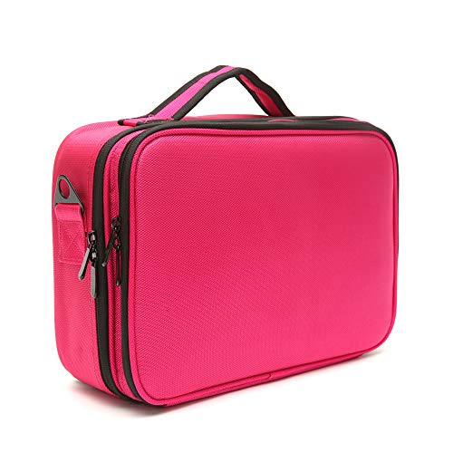 Portable Travel Makeup Bag - 3 Layer Cosmetic Organizer Train Case with Mirror (Rose Red) | Perfect Gift for Mother's Day, Bridal Shower & Business Travel | Great for Makeup Artists, Daily Use & Vacation Essentials