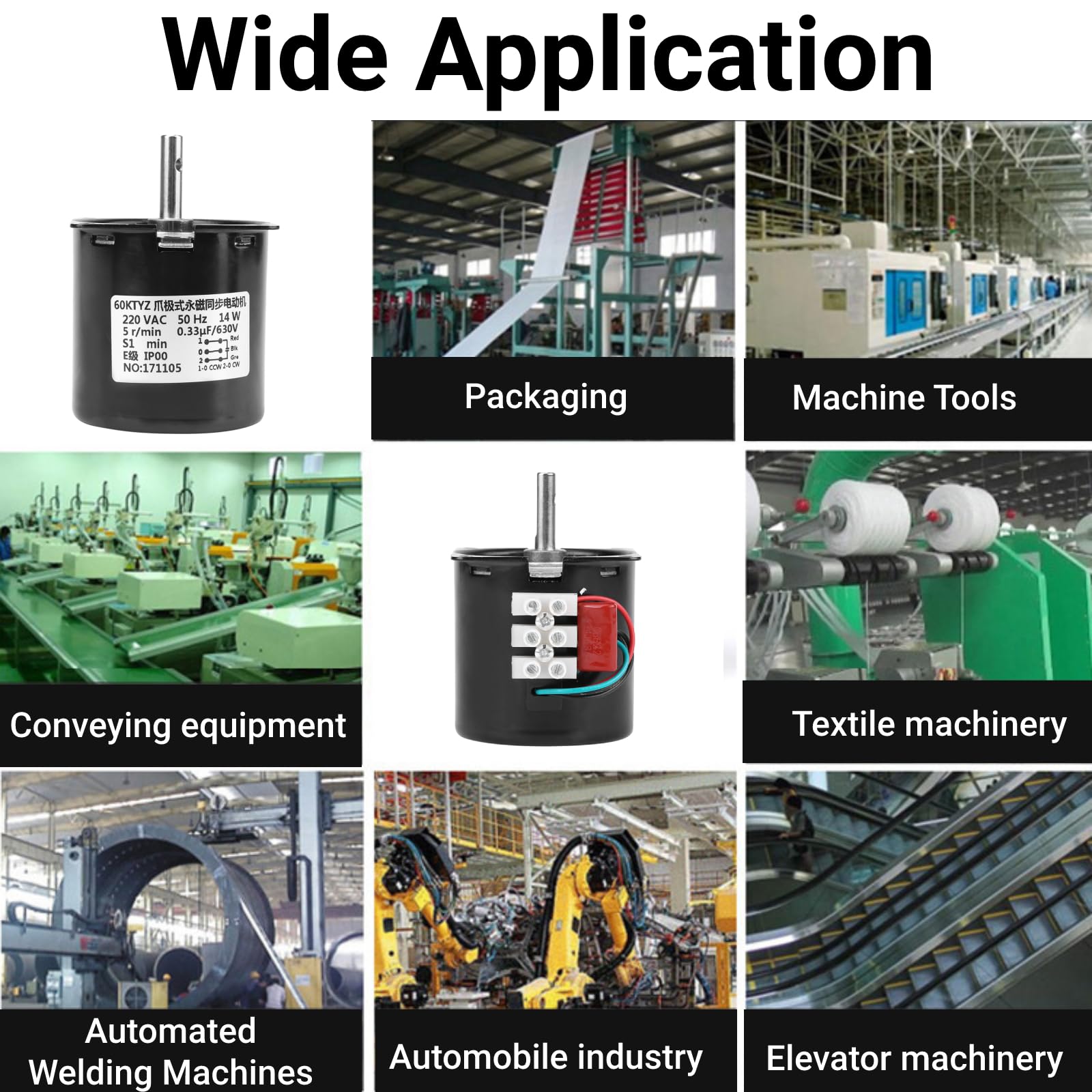 220V Synchronous Gear Motor 60KTYZ - 5R/Min Replacement for Electric Advertisement & Screen Machine - Perfect for Display Rotators, Signage, and Automated Screens