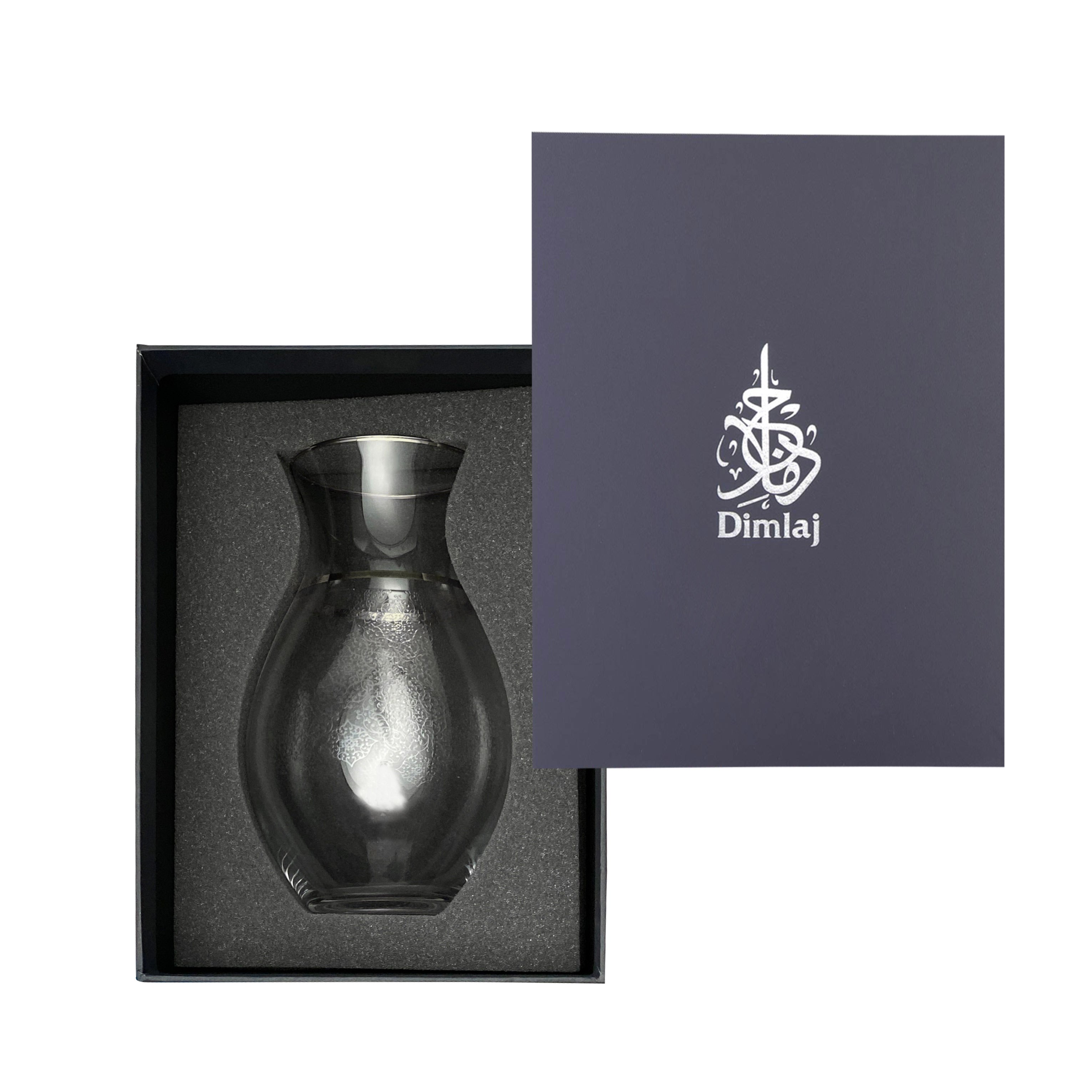 Dimlaj Perla Vase - Platinum Finish Modern Glass Flower Vase for Home Decor, Wedding Centerpieces & Luxury Gift Giving