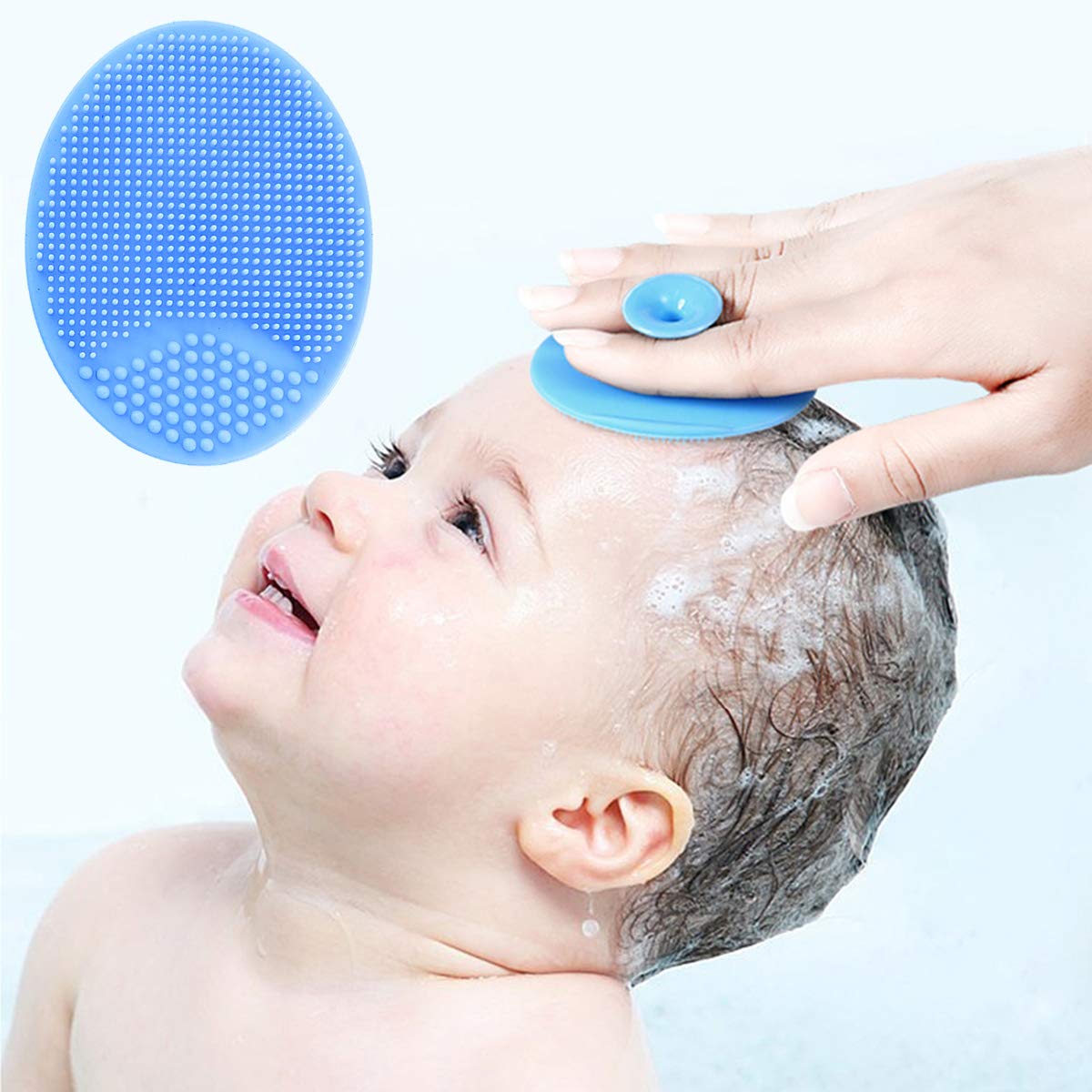Baby Bath Brush Set - 2 Pack Soft Silicone Massage & Exfoliator for Cradle Cap, Dry Skin & Eczema (Blue & Green) | Gentle Newborn Bathing & Skin Care Essential