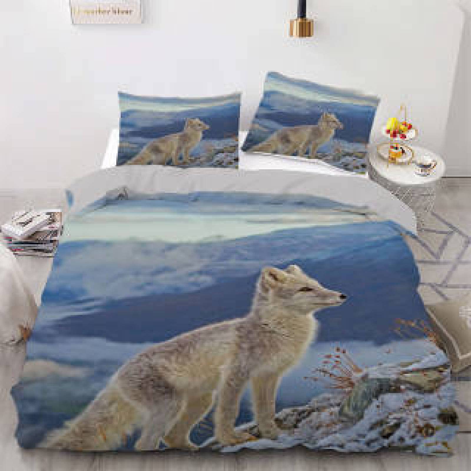 Queen Size Comforter Set - Soft 110g/㎡ Microfiber Duvet Cover with 2 Pillowcases (20x36 Inches) - Blue Animal Print for Teen Boys & Girls - Breathable & Hypoallergenic Bedding - Perfect for Kids' Rooms, Dorm Decor & Gift Giving