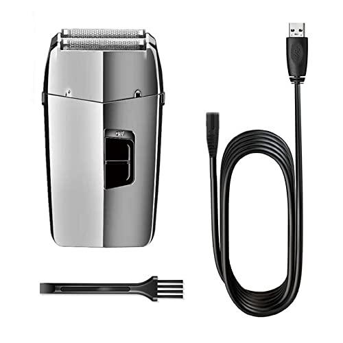 Premium Electric Razor for Men - Waterproof Rechargeable Shaver with Powerful Motor for Beard, Hair & Bald Head - Smooth Fade & Close Shave (Silver) - Perfect for Travel, Home & Gym Use
