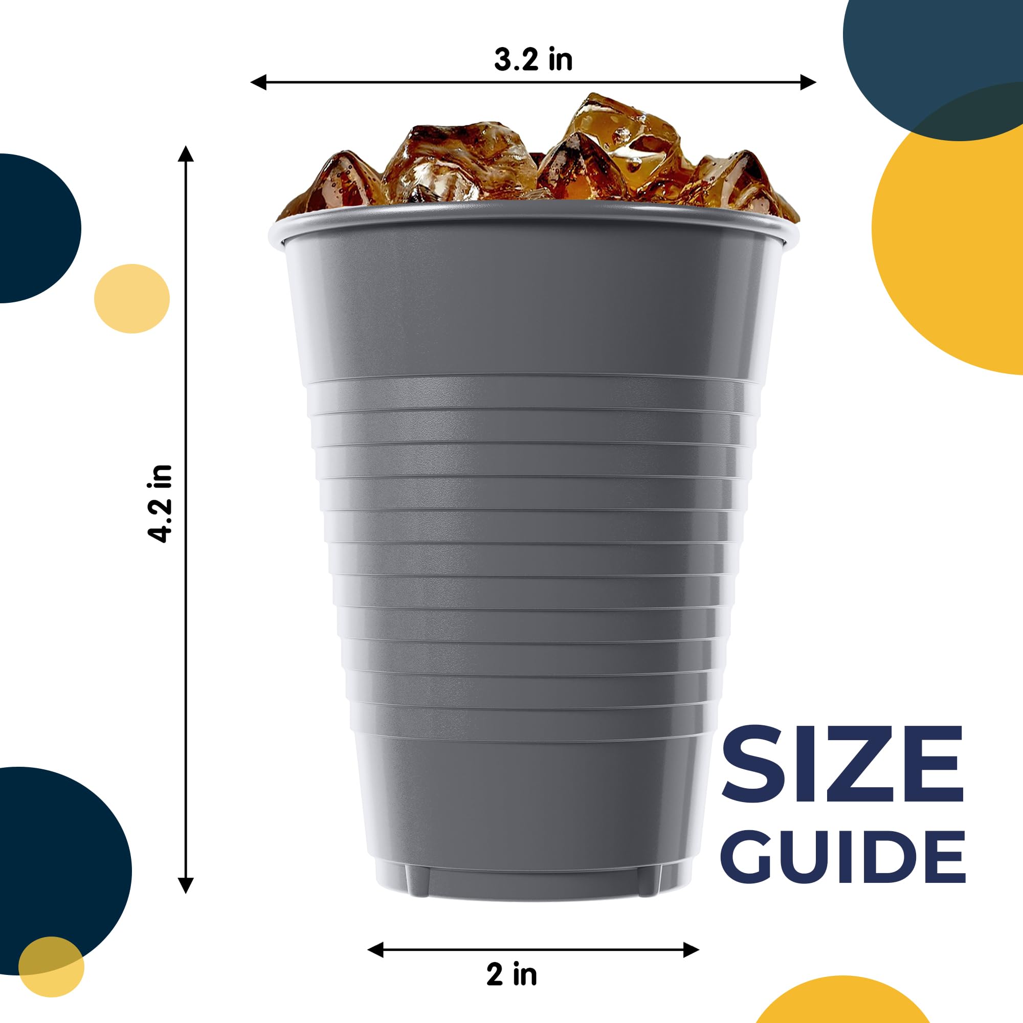 Premium 12 oz Silver Plastic Cups for Parties - 50 Pack | Elegant Disposable Drinkware for Weddings, Birthdays & Events | BPA-Free Party Cups | Ideal for Cocktails, Sodas & Everyday Beverages | Perfect for Home, Office & Outdoor Gatherings