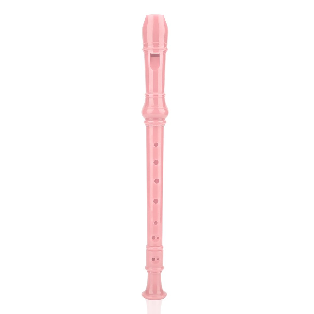 8 Hole High Pitch Soprano Descant Recorder Flute - Pink ABS Plastic Woodwind Instrument with Cleaning Rod for Kids & Adults | School Band, Music Class, Beginner Practice, Home Performance