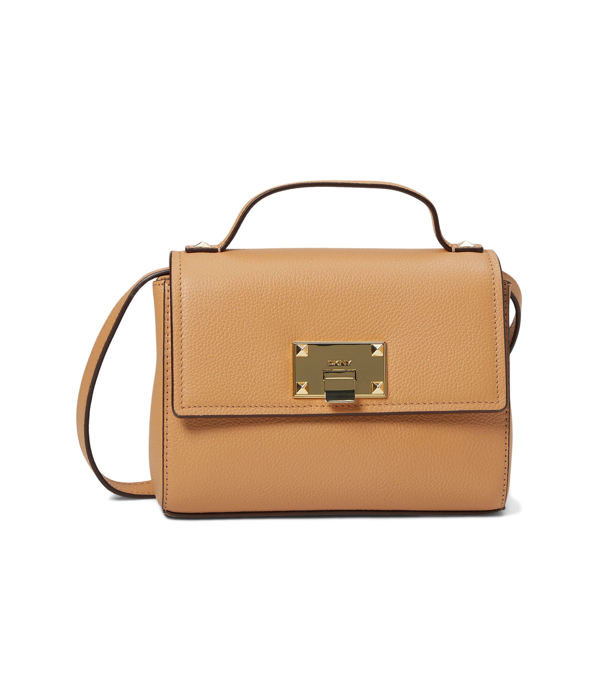 DKNY Parker Flap Crossbody Bag in Genuine Vachetta Leather - One Size Fits All - Perfect for Work, Travel & Everyday Use