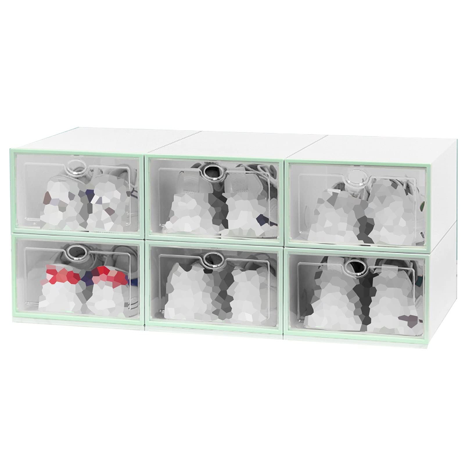 LXLIGHTS 12-Piece Acrylic Shoe Storage Boxes - Transparent Foldable Stackable Organizer for Sneakers & Heels - 5 Colors (Blue) - Perfect for Closet, Bedroom & Office Organization
