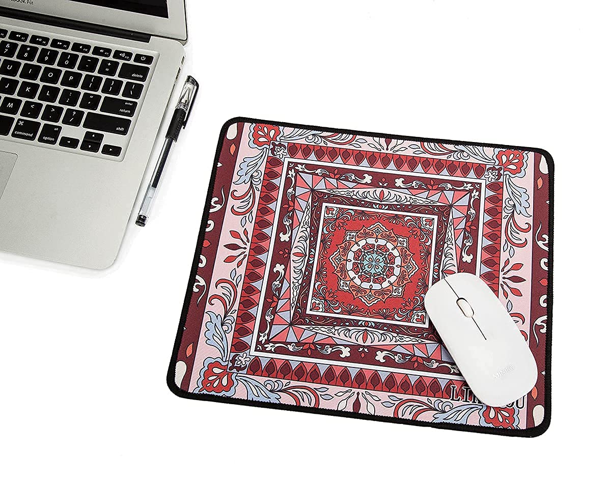 LIKEYOU Square Flower Pattern Computer Mouse Pad - Non-Slip Gaming & Office Desk Mat for PC Laptop - Home & Office Workspace Accessory