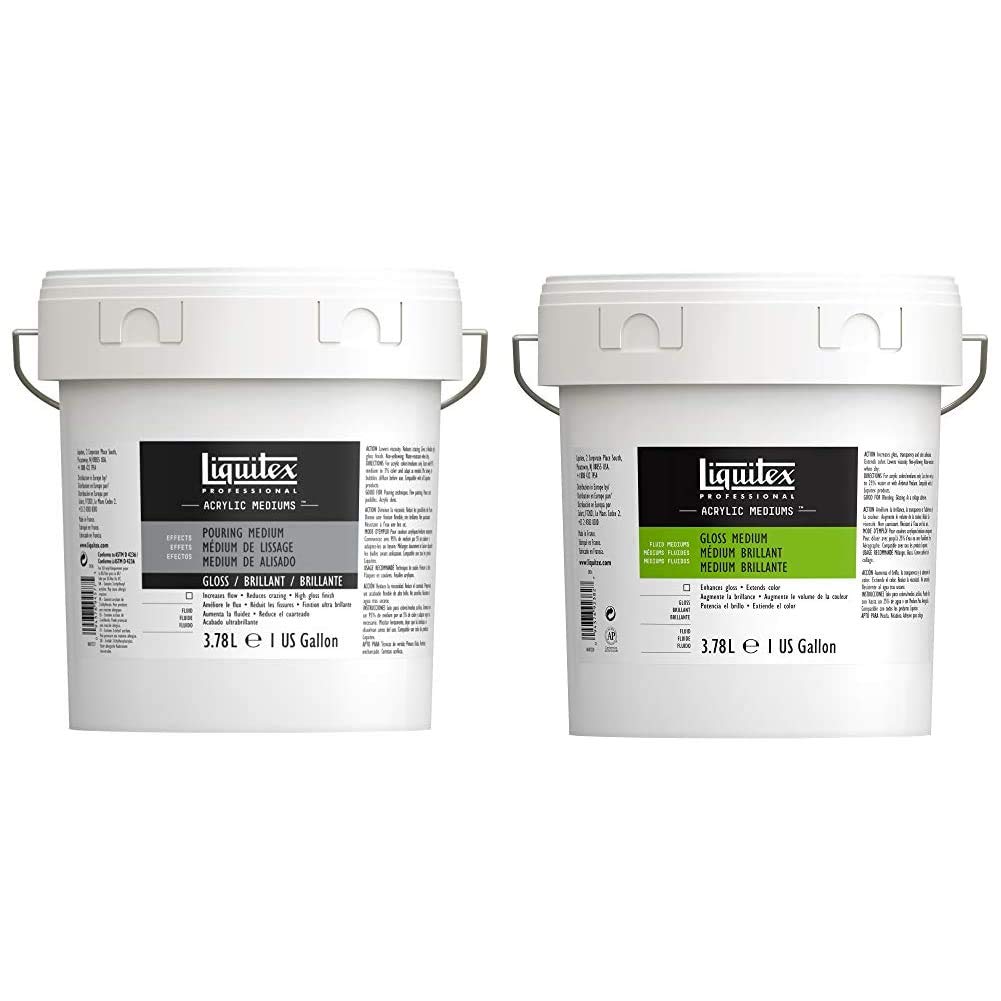 Liquitex Professional Gloss Pouring Medium & Fluid Medium - 118ml (4oz) & 3.78L (128oz) - High-Quality Acrylic Pouring Medium for Canvas Art, Fluid Painting, and DIY Crafts - Perfect for Artists, Beginners, and Professional Painters