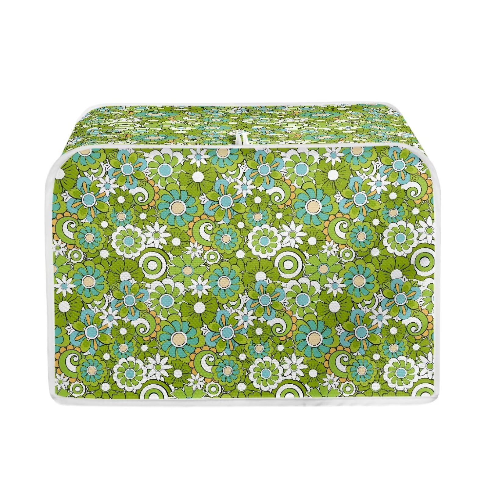 Xoenoiee Hippie Flower Green Pattern 2 Slice Toaster Cover - Bread Maker & Small Appliance Protector - Vintage Kitchen Accessories for Toaster Oven - Perfect for Boho & Retro Style Kitchens