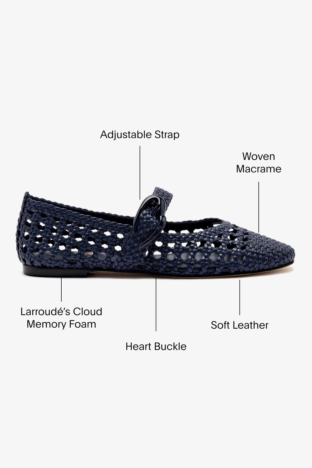 Verona Macrame Ballet Flat Shoes for Women - Navy Blue Genuine Leather Comfortable Slip-On Loafers | Perfect for Casual Outings, Office Wear & Travel