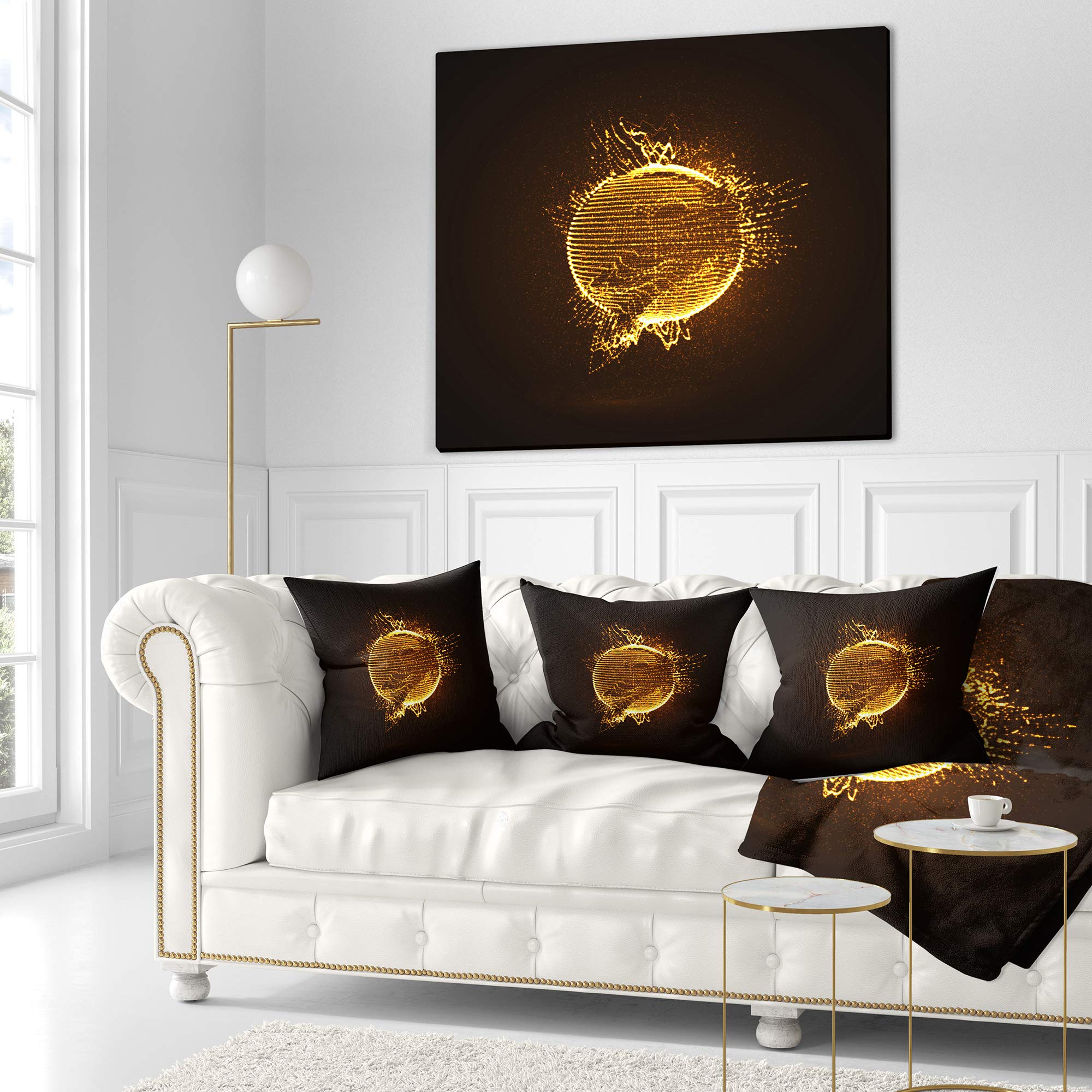 DesignQ CU8329 Decorative Throw Pillow Cushion - 18x18 Inches Square Soft Yellow Pillow Cover for Sofa, Bed, Living Room - Perfect for Home Decor, Accent Pillow & Cozy Comfort