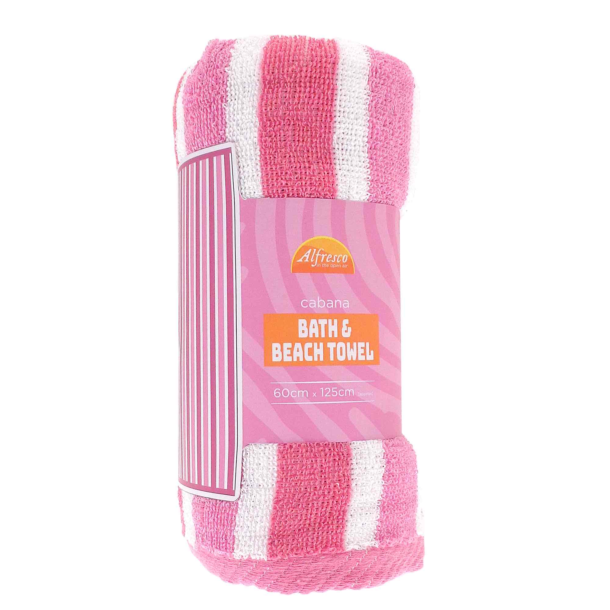 Premium Cabana Stripe Beach Towel - Soft & Absorbent Pink Striped Towel for Pool, Beach, Vacation & Outdoor Activities