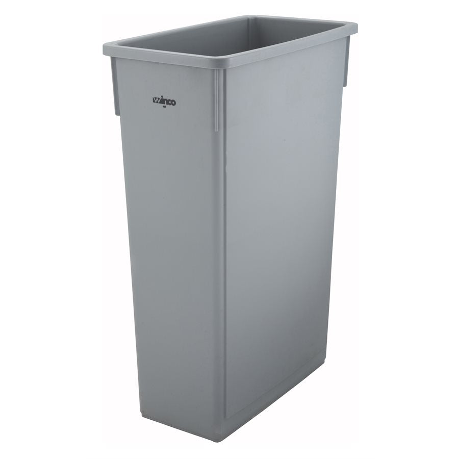Winco 23 Gallon Slim Kitchen Trash Can with Lid - Grey | Durable Waste Bin for Home, Office & Bathroom | Space-Saving Design for Small Spaces
