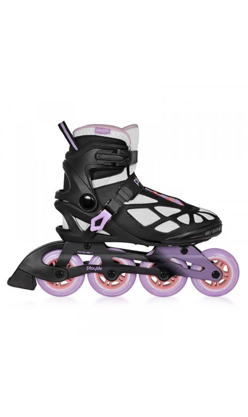 Playlife Lancer 84 Inline Skates for Adults - White/Black/Purple Wheels - Comfortable & Durable Rollerblades for Fitness, Outdoor Sports & Recreation