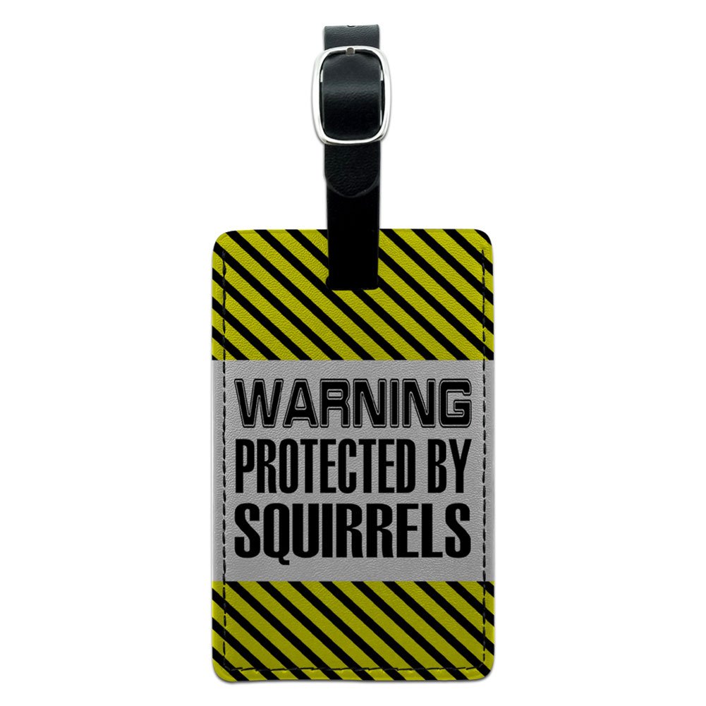 Premium Leather Luggage Tag with Squirrel Design - Durable Suitcase ID Tag for Travel Bags & Carry-Ons - Perfect for Airports, Business Trips & Vacation Travel Accessories (Black)