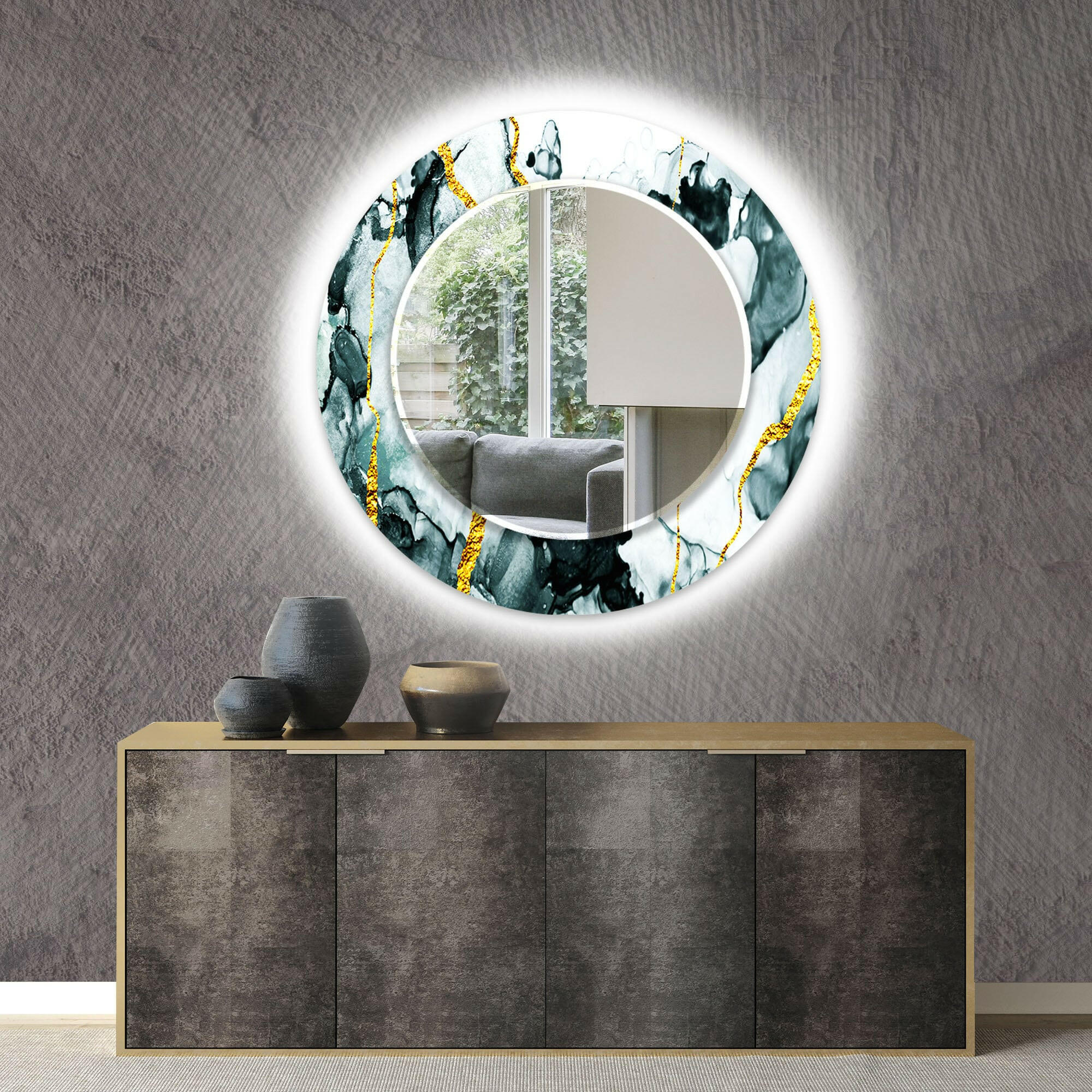 Elegant Black & Silver Golden Wall Mirror - Modern Home Decor for Living Room, Bedroom, or Entryway - Perfect for Enhancing Space & Style