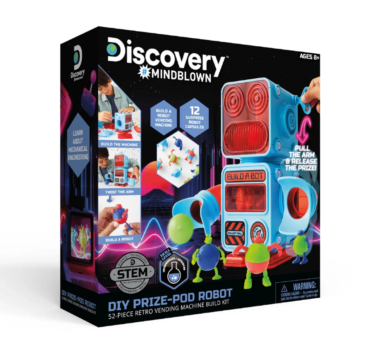 Discovery Mindblown DIY Prize Pod Robot Vending Machine Kit – STEM Educational Toy for Kids, Fun DIY Science Project & Interactive Prize Dispenser for Birthday Parties & Classroom Rewards