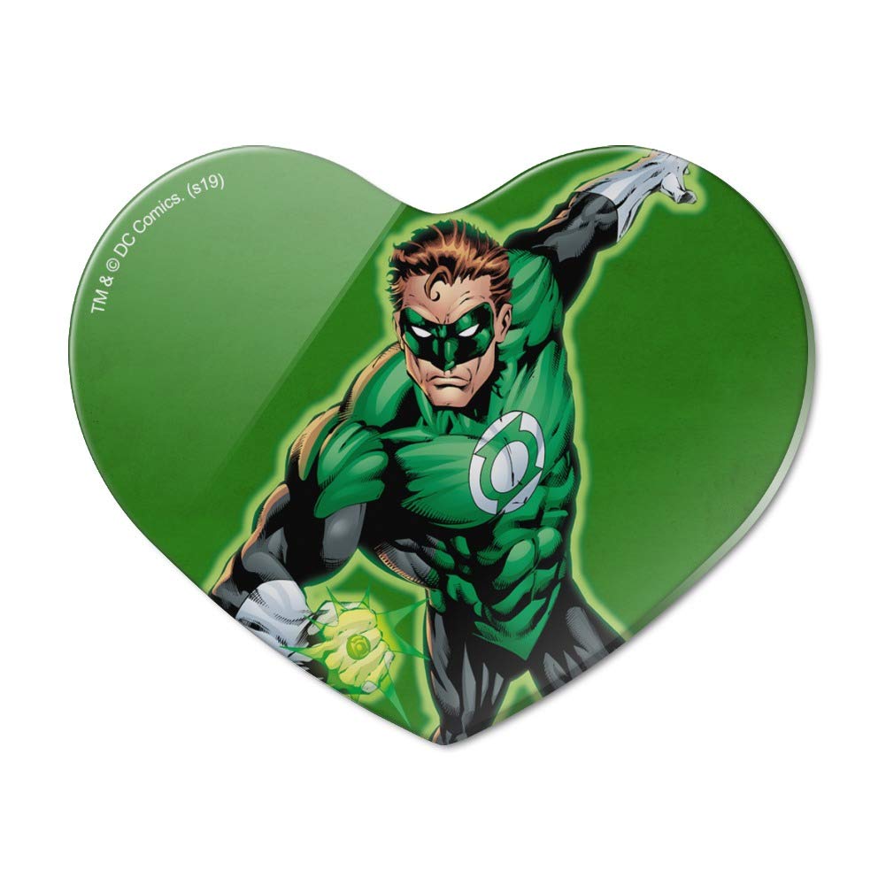 Green Lantern Heart-Shaped Acrylic Refrigerator Magnet - DC Comics Superhero Collectible for Fridge, Office & Home Decor