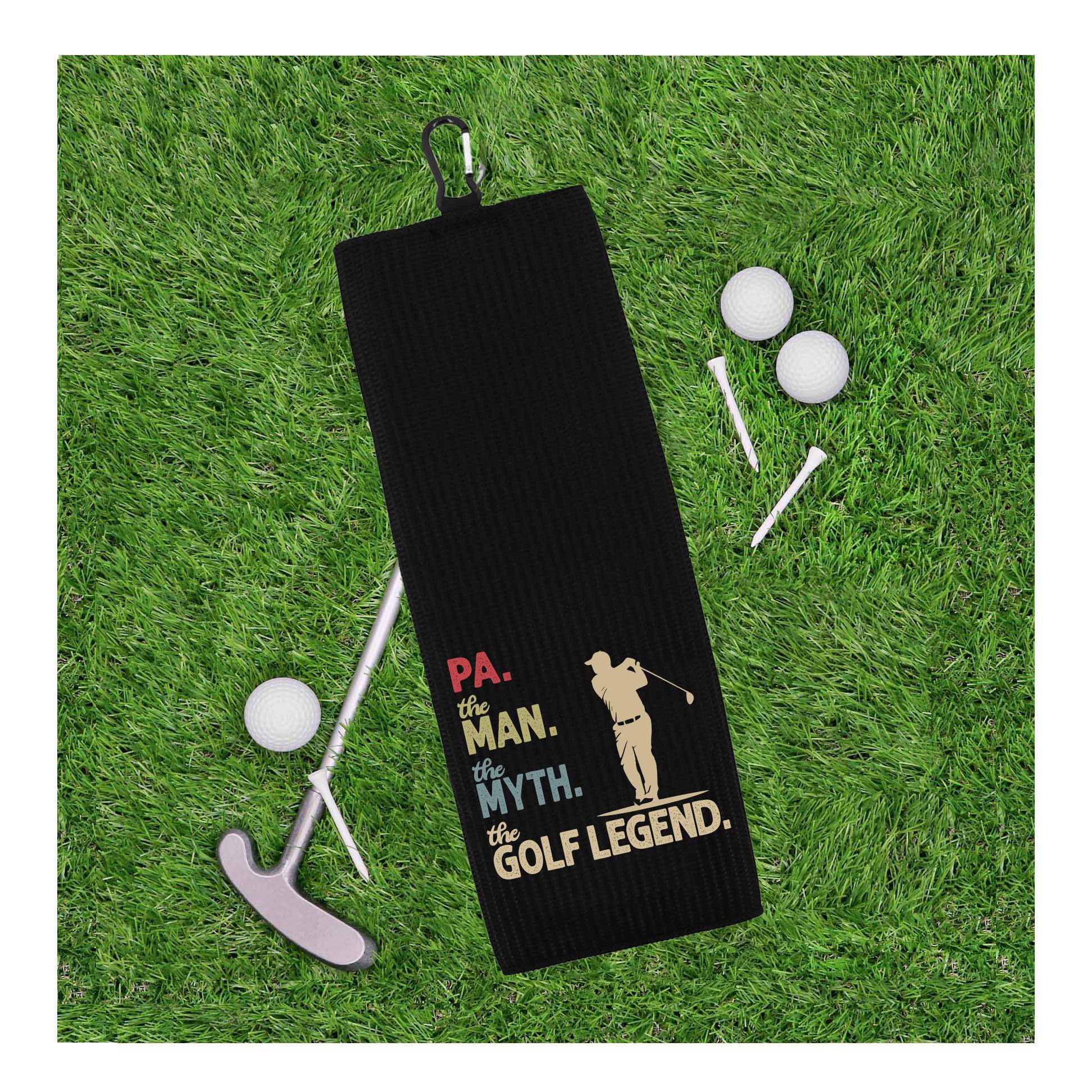 100% Microfiber Waffle Weave Golf Towel - Tri-Fold Design for Men | Perfect Gift for Golfers, Dad & Grandpa | Ideal for Golf Courses, Driving Range & Sports Events