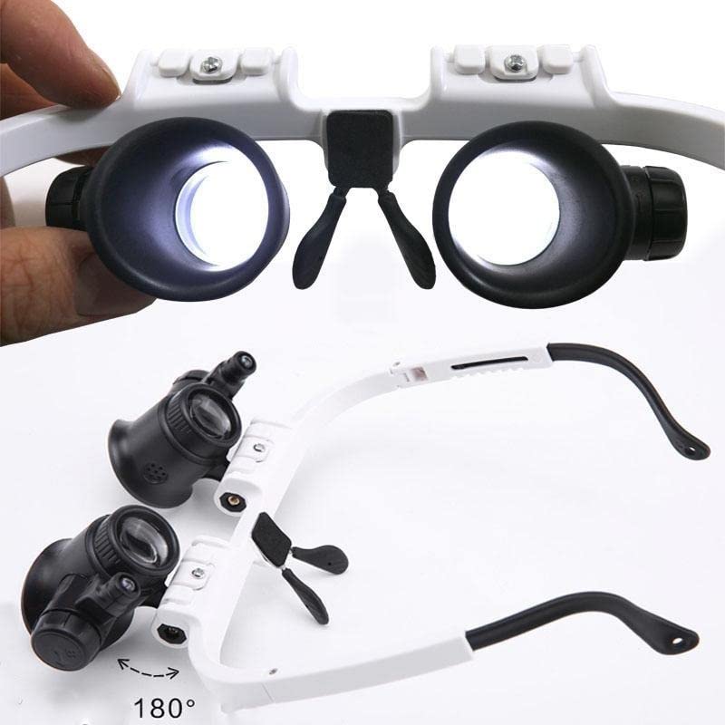 8X-23X Magnification Head-Mounted LED Magnifying Glass with Microscope Slides - Perfect for Jewelry Making, Coin Collecting & Electronic Repair (Microscope Accessories Kit)