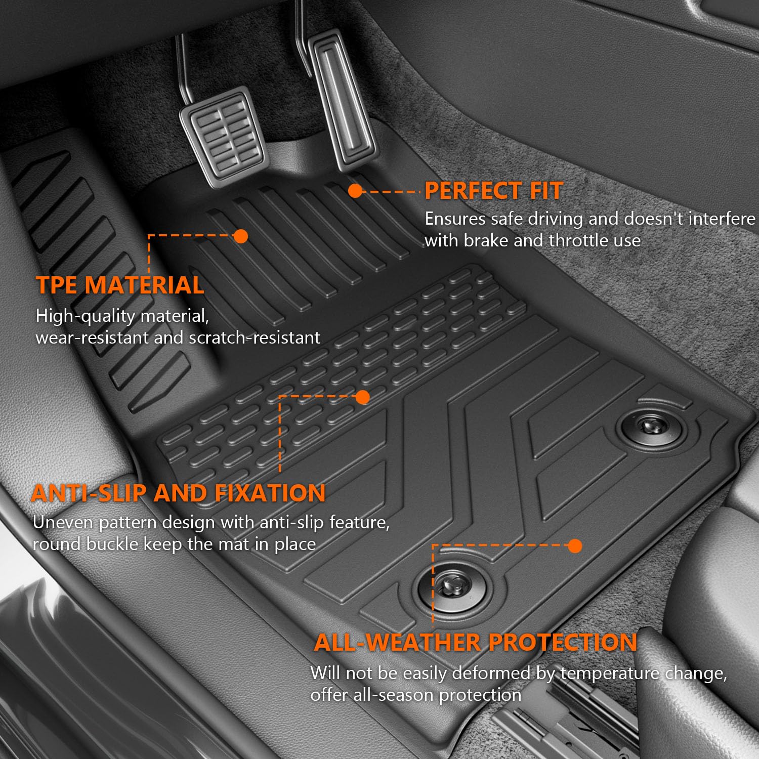 2024-2025 Toyota Tacoma Truck Bed Mat Set - Heavy Duty TPE Floor Liner & Tailgate Protector | 5FT Bed Mat + Floor Mat + Tailgate Mat | Perfect for Off-Roading, Camping & Work Site Protection