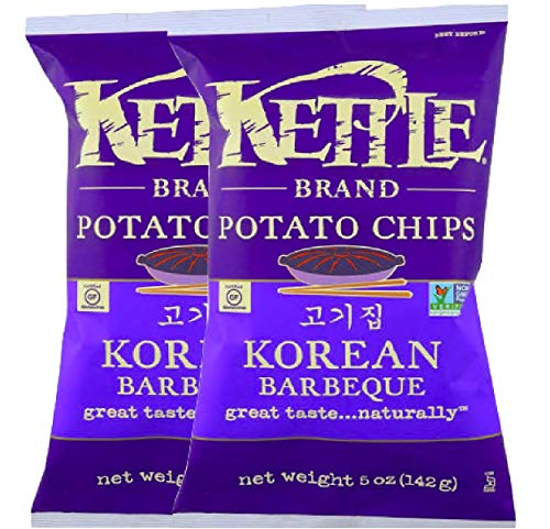 Kettle Brand Avocado Oil Potato Chips - Tropical Salsa & Korean BBQ Flavors (6.5oz & 5oz Pack) | Healthy Snacks for Parties, Picnics & Movie Nights
