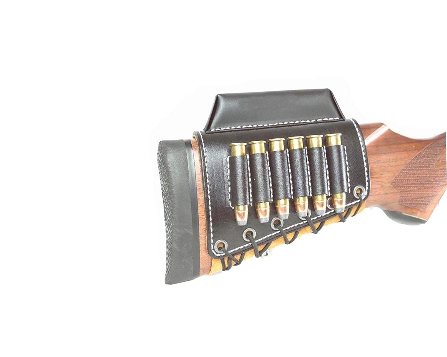 Premium Leather Buttstock Cheek Rest with Rifle Shell Holder - Comfortable Gun Accessory for Hunting, Shooting & Outdoor Sports