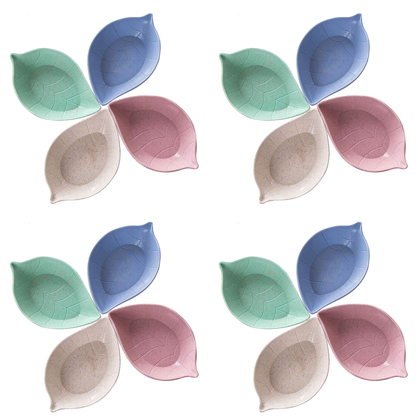 VinBee 12 Pack Eco-Friendly Wheat Straw Leaf-Shaped Sauce Dishes - Mini Dipping Bowls for Soy Sauce, Condiments, Sushi, Jam & Paste | Perfect for Restaurants, Home Dining & Party Serving