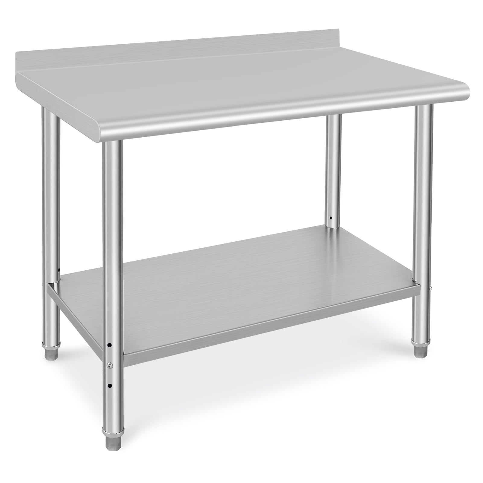 48x24x35 Inch Stainless Steel Commercial Prep Table with Backsplash - Heavy Duty Metal Kitchen Work Table for Restaurant, Home & Hotel Use - Perfect for Food Prep, Cooking & Baking