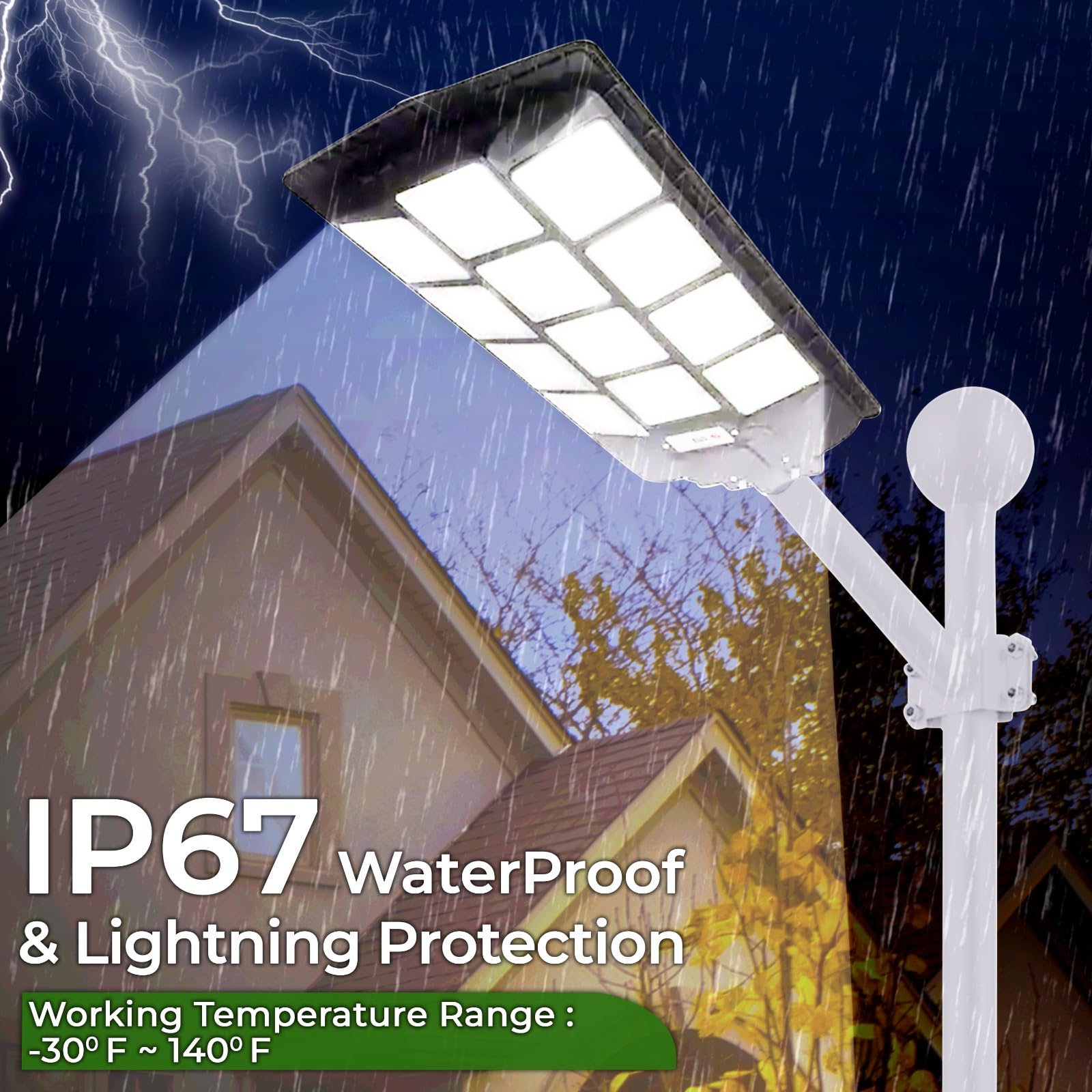 Florida Sky Solar Street Lights Outdoor 2000W - 175000LM LED Parking Lot Light with Motion Sensor, Dusk to Dawn Waterproof Flood Light for Driveway, Garden, Backyard & Security Lighting | Solar Powered Outdoor Lighting Solution