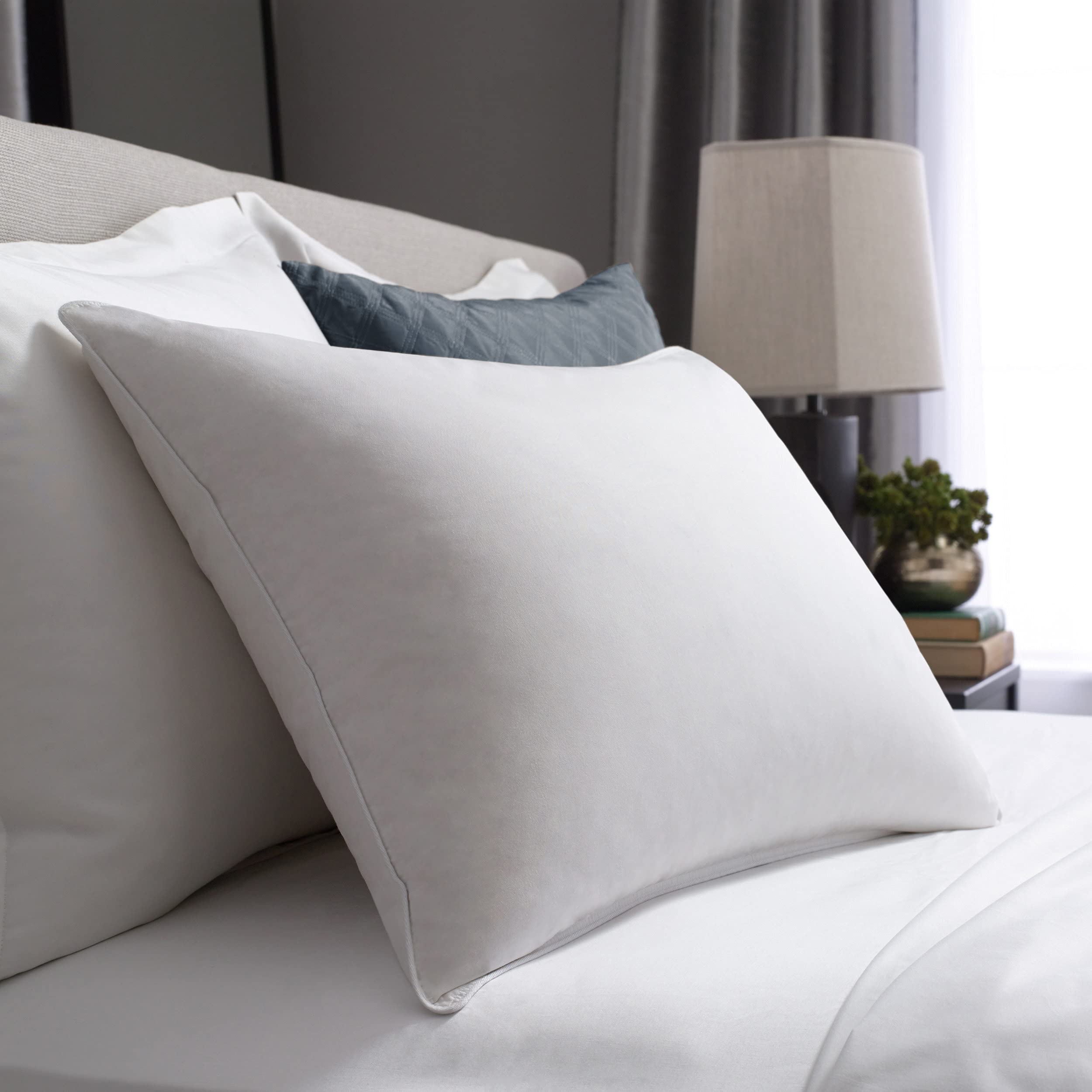 Pacific Coast Feather Hotel Double Touch of Down Pillow Standard/Queen (20” x 28”) – Hypoallergenic Down Feather Blend, Medium Support, 100% Cotton Cover, White – Perfect for Side Sleepers & Luxury Hotel-Style Comfort