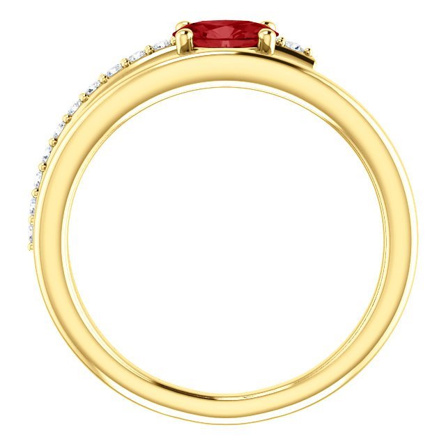 14K Gold 0.60ct Ruby & 1/8ctw Diamond Bypass Ring for Women - Elegant Engagement, Wedding, Anniversary Gift Jewelry