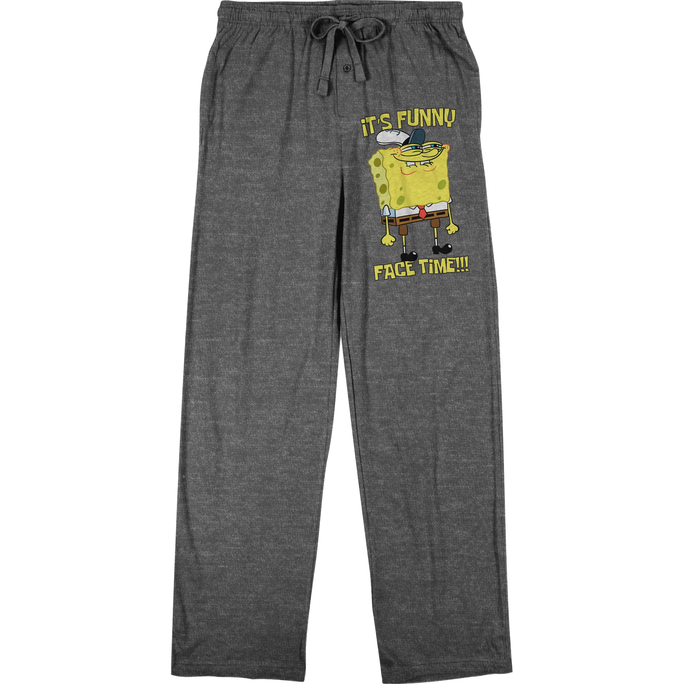Spongebob Squarepants Funny Face Men's Sleep Pajama Pants - Soft Charcoal Heather Lounge Pants for Relaxing at Home & Sleepovers