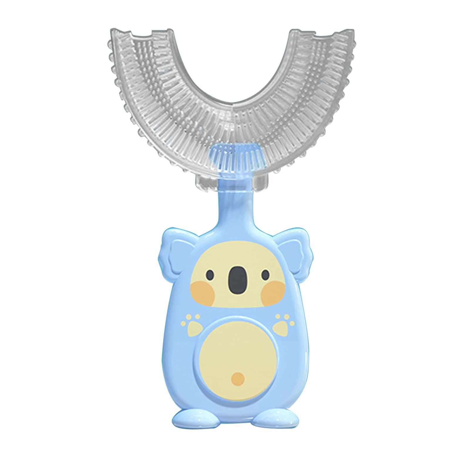JENPECH Cute Koala Shaped Kids U-Shaped Toothbrush - Food Grade Soft Silicone Brush Head, 360° Oral Teeth Cleaning for Toddlers & Children (Blue, Small) - Perfect for Gentle Brushing & Early Dental Care