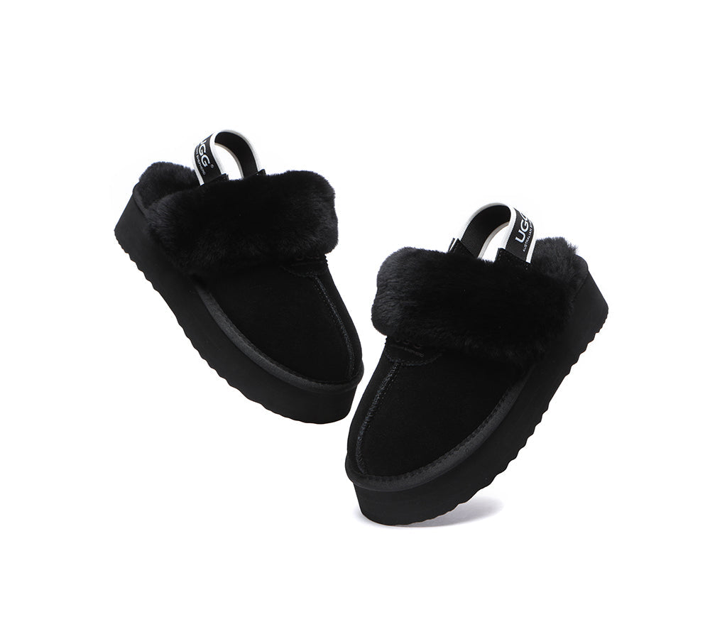 Australian Shepherd® Women's 2-Way Style UGG Slippers with Removable Strap - Slingback Platform Waffle Design for Cozy Home & Outdoor Wear
