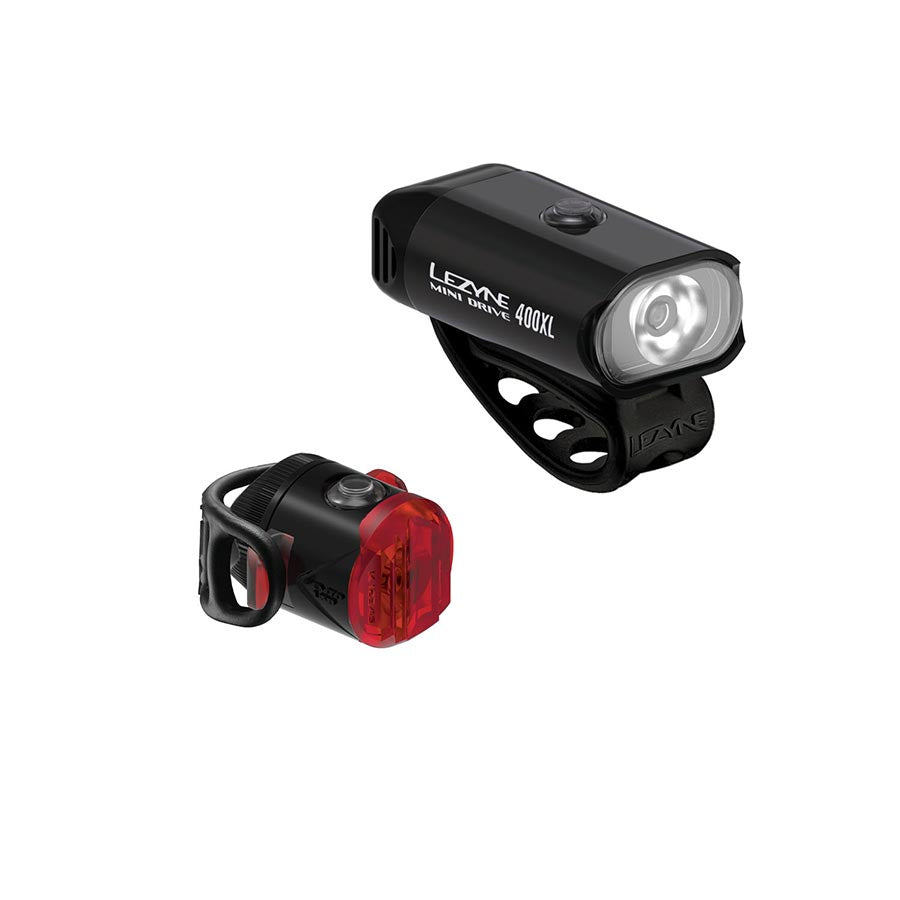Lezyne Mini Drive 400XL Bike Light & Femto USB Rechargeable Headlight Set - Perfect for Night Cycling, Commuting, and Mountain Biking