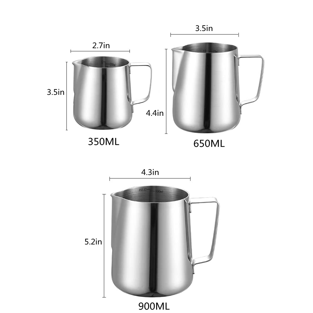 Premium Stainless Steel Milk Frothing Pitcher 32oz (900ML) - Barista-Grade Frother for Coffee, Matcha, Chai, Cappuccino & Hot Chocolate - Easy-Read Measurement Marks - Perfect for Home Cafes, Coffee Shops & Gift Giving