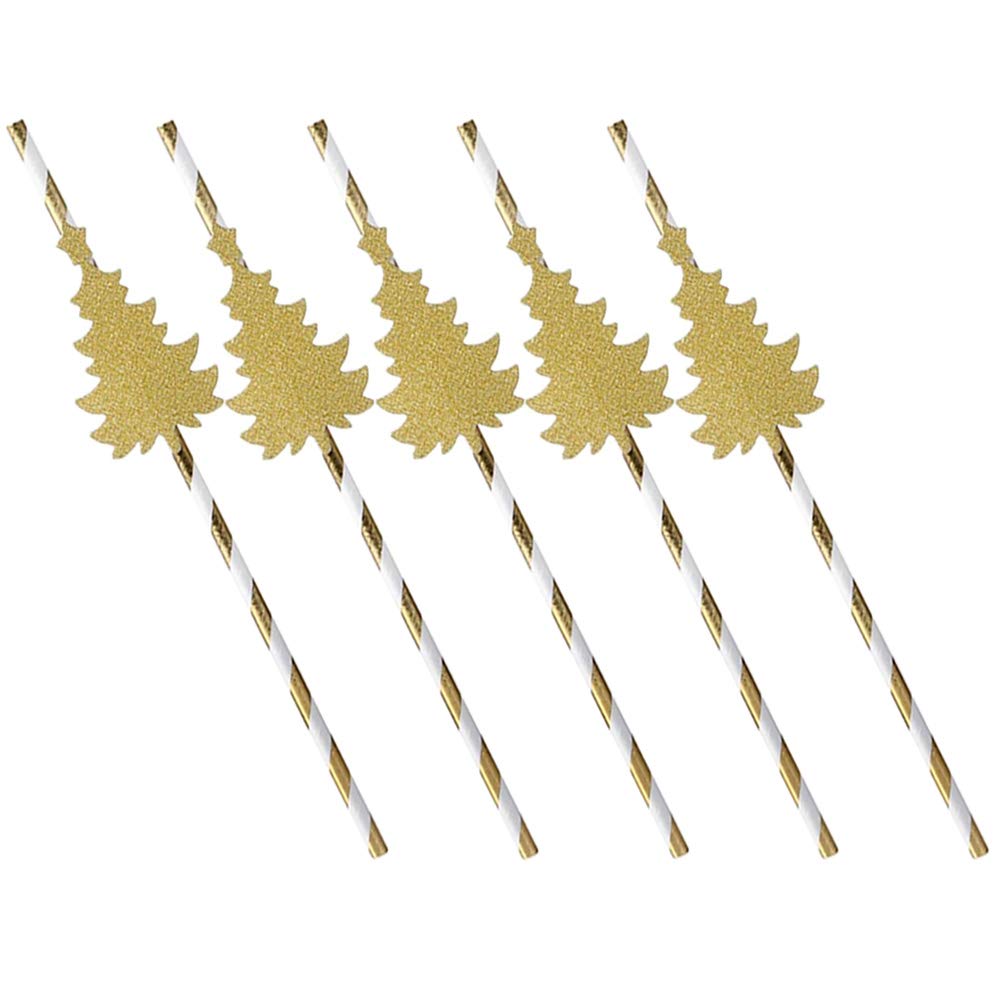 KESYOO 24pcs Glitter Paper Straws - Christmas Tree Drinking Straws for Parties, Baby Showers & Holiday Decorations | Eco-Friendly Disposable Straws for Beverages, Cocktails & Festive Celebrations