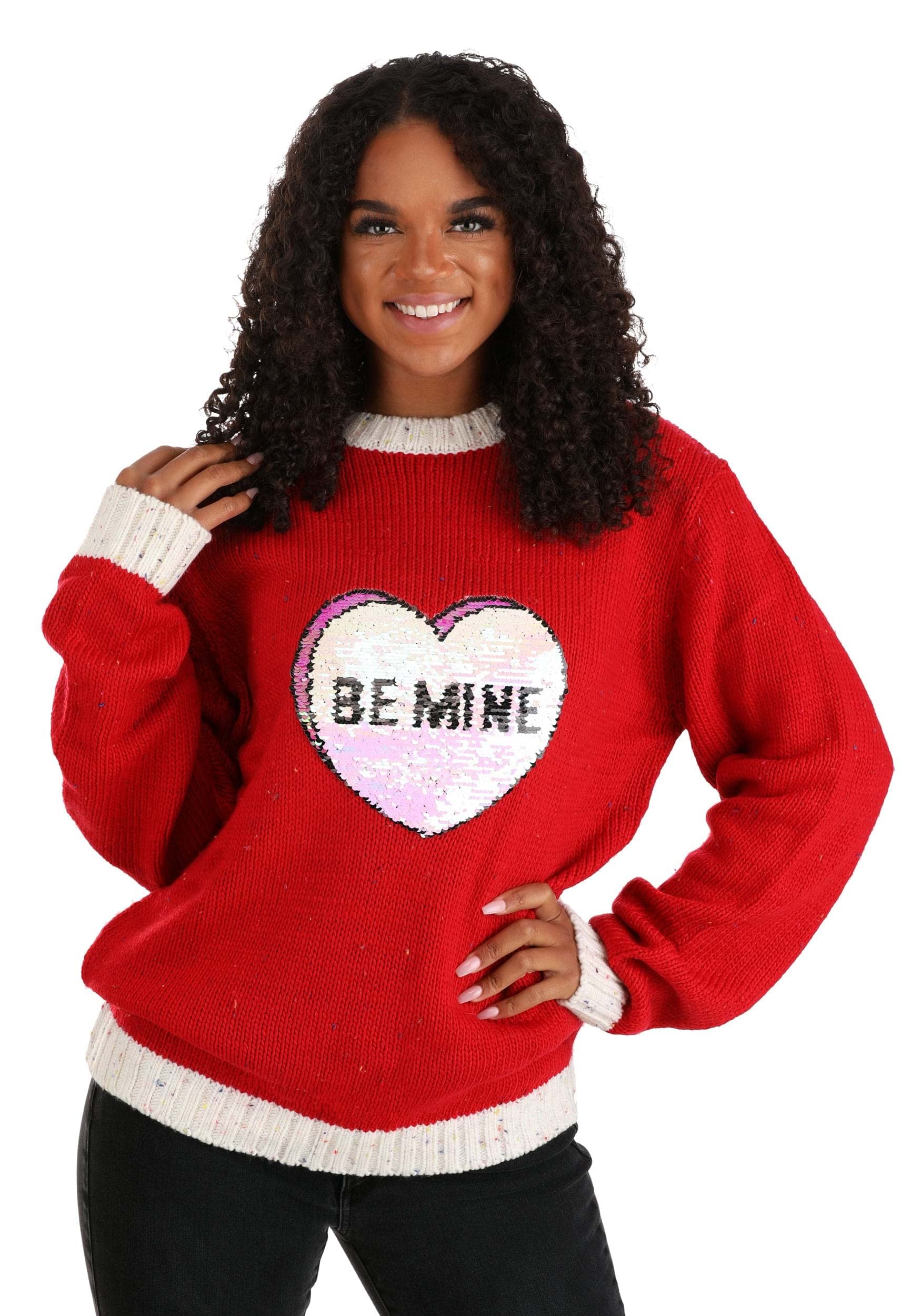 Valentine's Day Ugly Sweaters for Adults - Funny V-Day Crewneck Sweatshirts with Love XOXO Be Mine Heart Design | Perfect for Couples, Parties & Festive Holiday Outfits