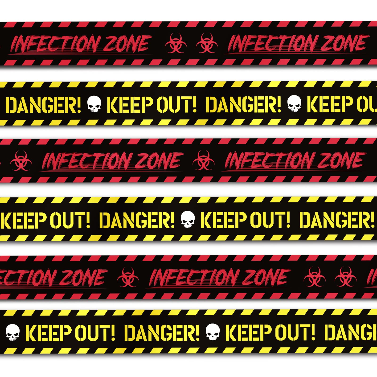 DIYASY Halloween Caution Tape Decoration - 3 Pack 100Ft Yellow Zombie Warning Tape & Red Fright Duct Tape Bundle for Party Decor, Haunted Houses, Crime Scenes, and Spooky Events
