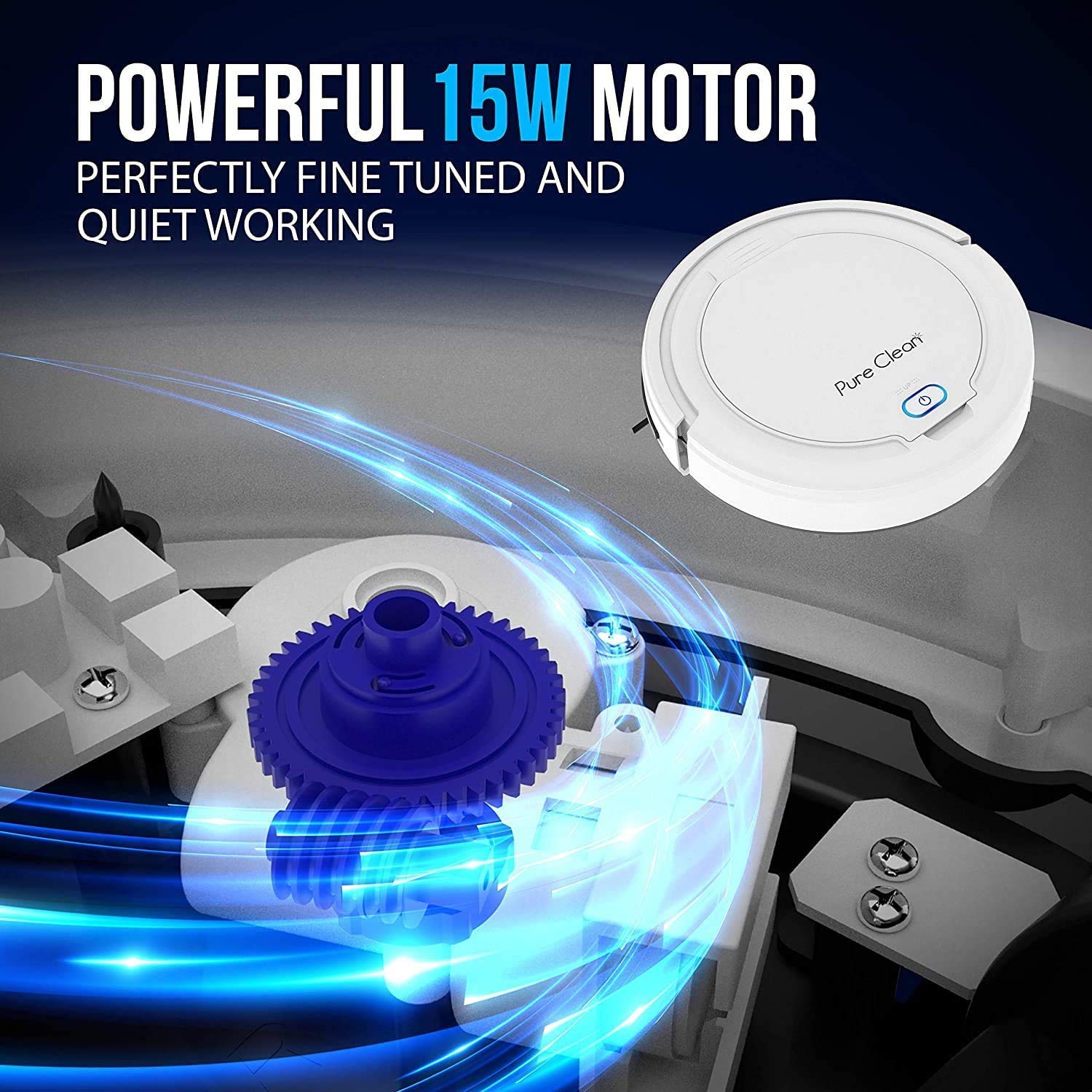 PURE CLEAN Smart Automatic Robot Vacuum Cleaner with Self-Programmed Navigation - Slim, Rechargeable Robotic Vacuum for Carpets, Hardwood, Tile & Linoleum Floors - Anti-Fall Sensors - Ideal for Pet Hair, Daily Home Cleaning & Office Use - Model PUCRC25PLUS.5