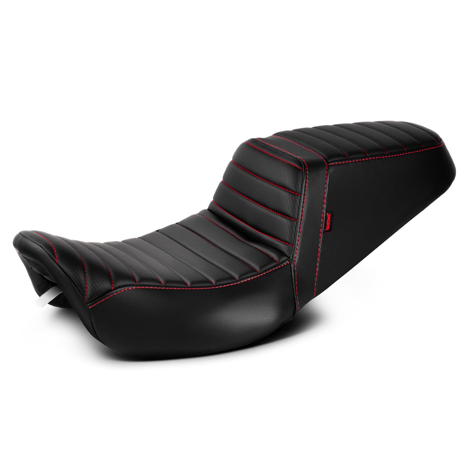 Premium One-Piece Driver & Passenger Seat with Red Striped Stitching - Compatible with Harley Touring Road King 1997-2007 & Street Glide 2006-2007 - Comfort Upgrade for Long Rides & Road Trips