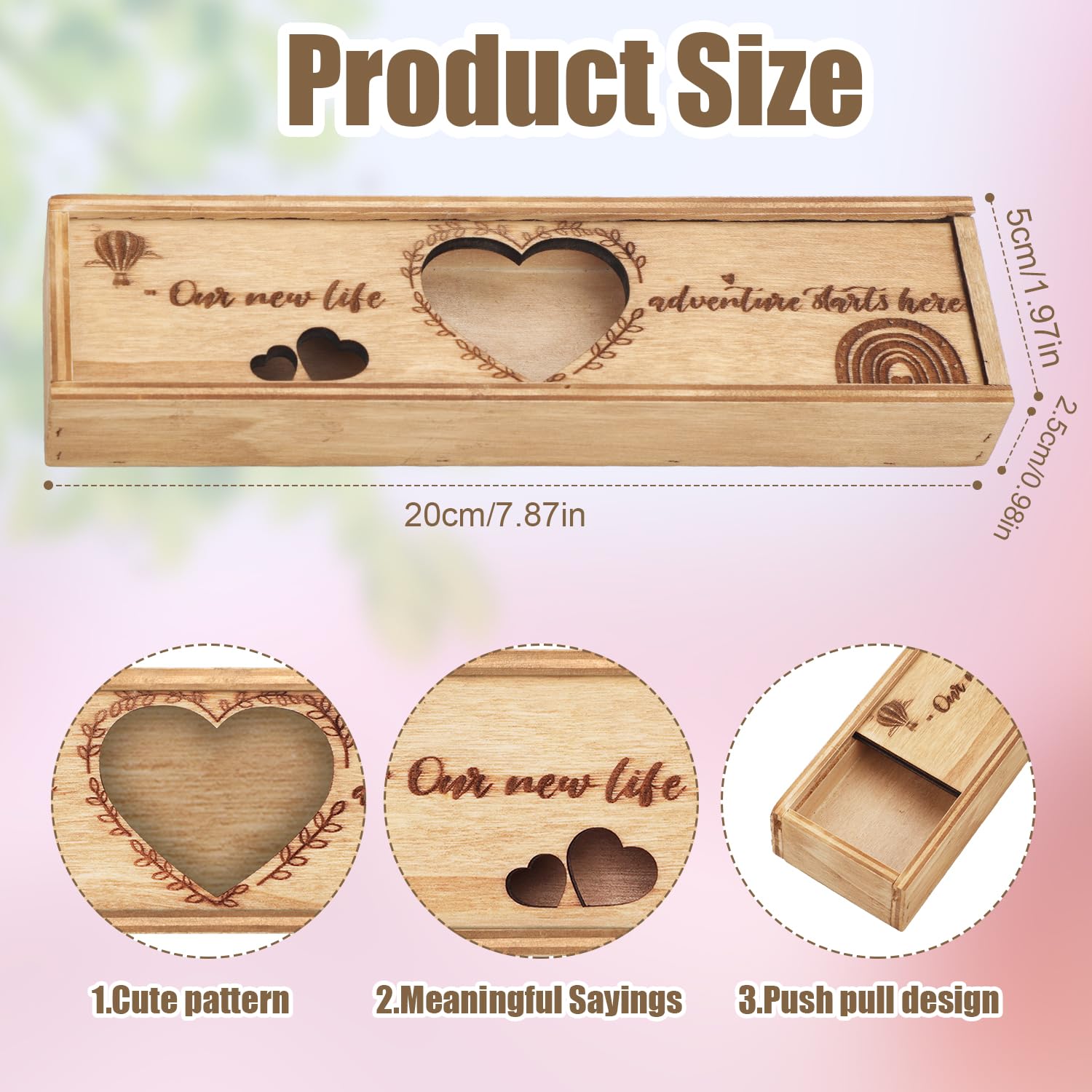 Heart-Shaped Pregnancy Test Keepsake Box - Wooden Baby Announcement Gift with Letter Holder - Gender Reveal Souvenir for Parents, Husband & Family - Perfect for Pregnancy Announcements & Memory Preservation