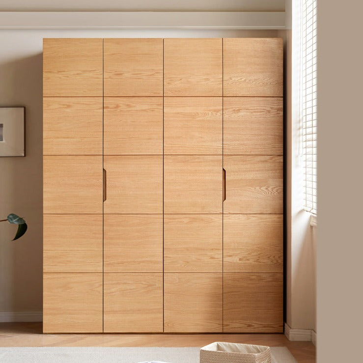 Solid Oak Wood Wardrobe with High Doors - Spacious Storage for Bedroom, Closet & Home Organization