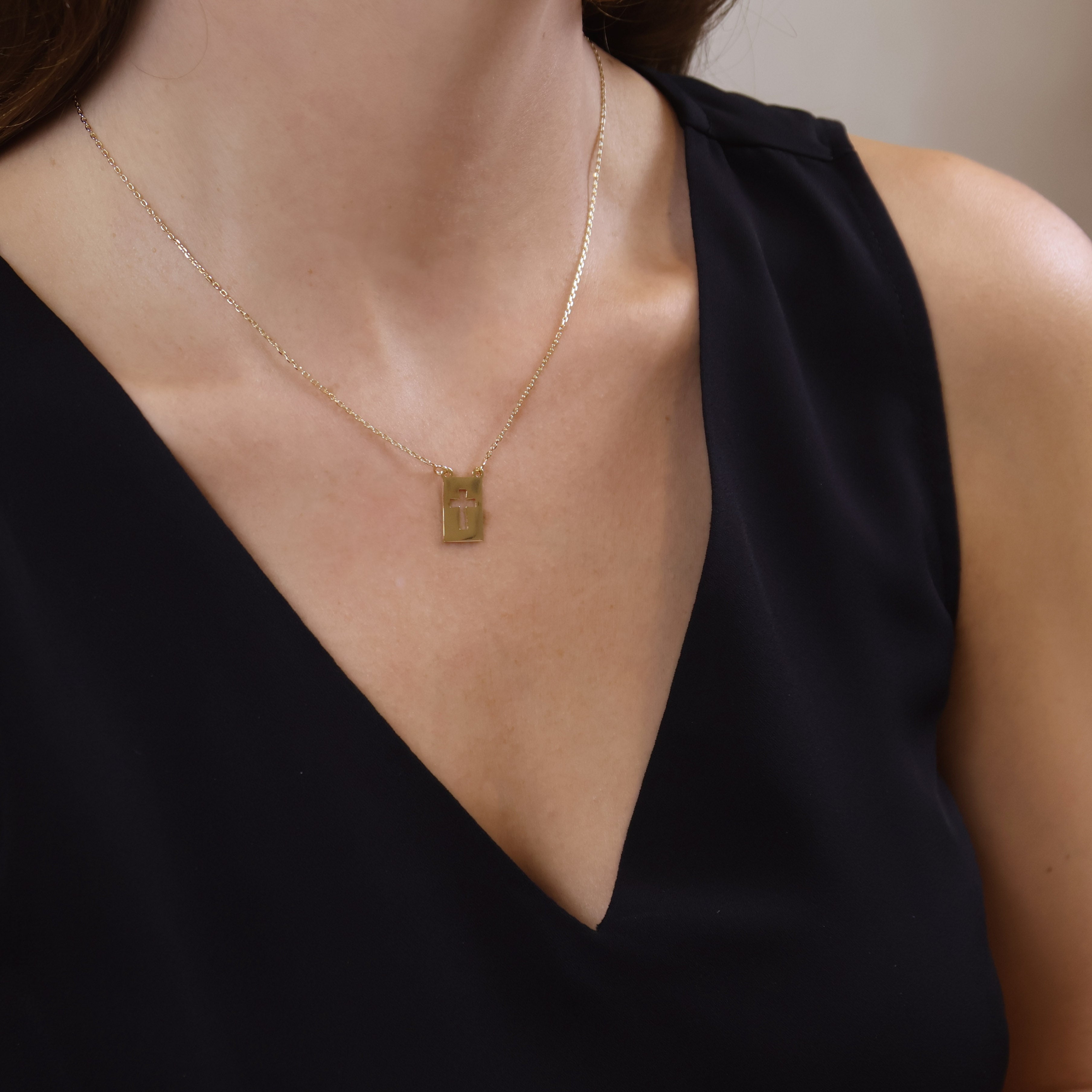 18K Gold Filled Cross Pendant Necklace for Women - Religious Jewelry Gift for Baptism, Confirmation & Everyday Wear