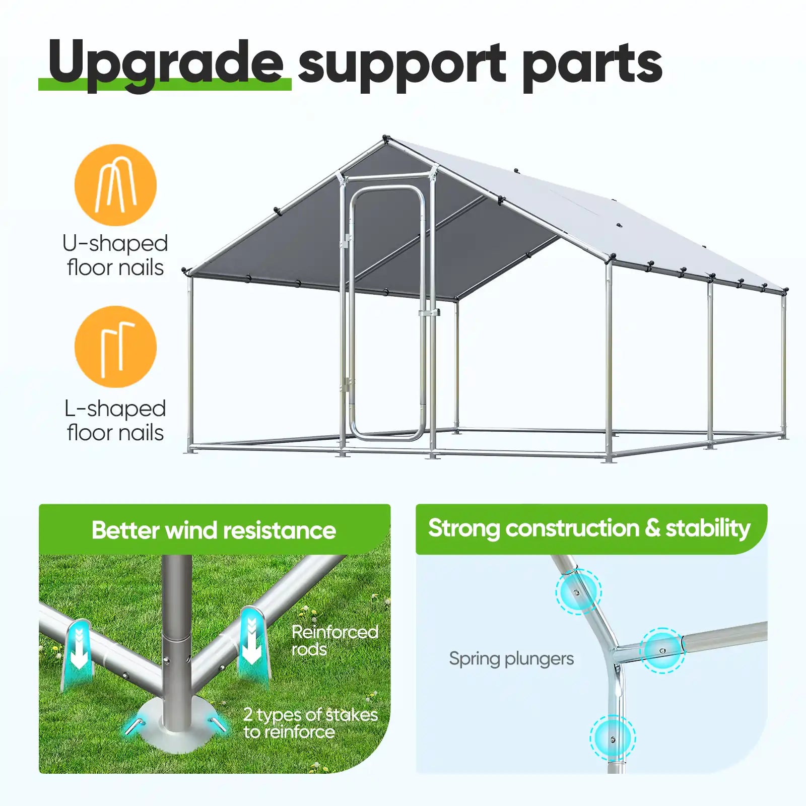 Large Metal Chicken Coop Run - Durable Outdoor Poultry Pen for Hens & Roosters - Perfect for Backyard Farming & Free Range Chicken Keeping