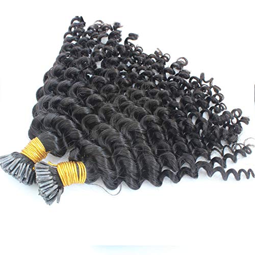 Brazilian Remy Human Hair Extensions 100g - Loose Deep Curly Micro Link I-Tip 1g/Strand Pre-Bonded Nano Hair (26 Inch, Color 1#) for Natural Volume & Styling | Perfect for Weddings, Parties & Daily Wear