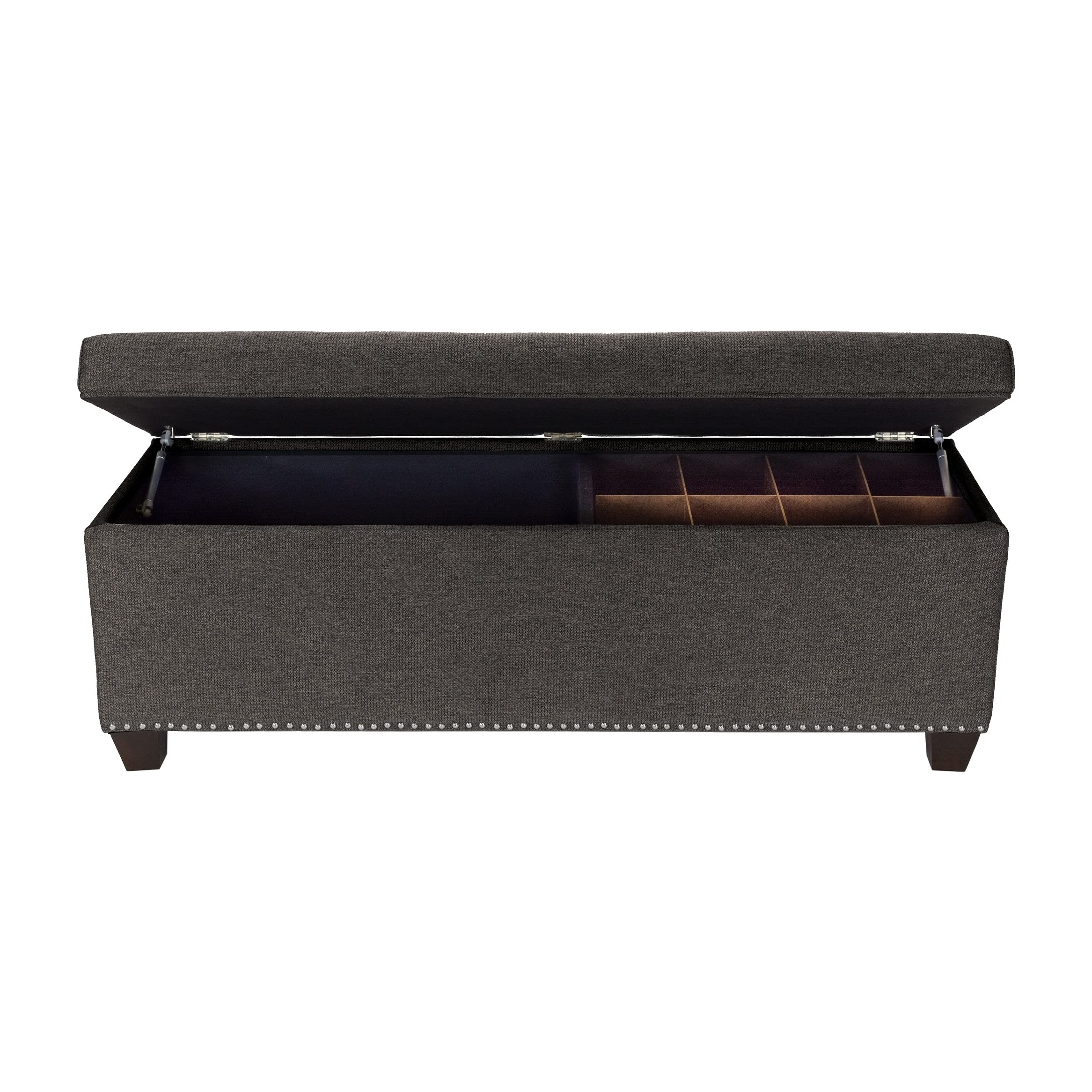MJL Furniture Upholstered Shoe Storage Bench with Removable Cushion - Platinum Gray, Modern Entryway Bench for Hallway, Living Room & Bedroom Organization